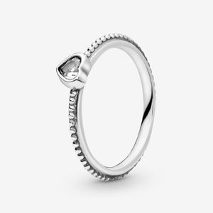 Pandora clear heart beaded ring